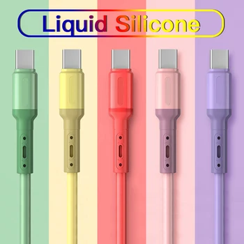 Schnelle Lade USB C Kabel TYP C Flüssigkeit Weiche Silikon Datenkabel Für Huawei Xiaomi 1/1,5/2M Handy USB-C