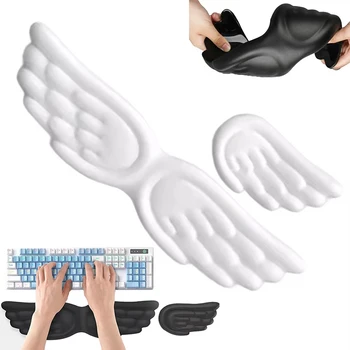 Engelsflügel geformt Tastatur Maus Handgelenkauflage Flügel Memory Foam Anti-Rutsch-Silikon ergonomischer
