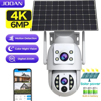 JOOAN 4K Solar Sicherheit Kamera Wireless Outdoor Dual Objektiv Solar IP Kamera PIR Menschlichen Erkennung