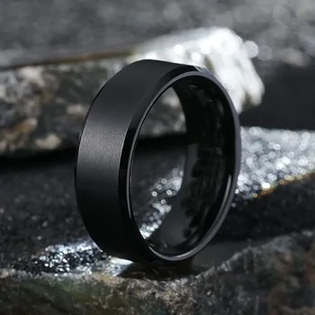 Edelstahlringe für Herren, Farben: Schwarz, Gold, Silbrig, US-Größen 6-13, einfache Bandringe für Herren