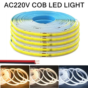 220 V COB-LED-Streifen, flexible Bandleuchten, Smart IC, kein Treiber erforderlich, hohe Helligkeit, 240 LEDs