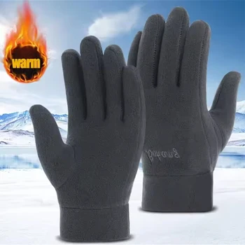 Herren Winterhandschuhe verdicken thermische warme Fleece Vollfingerhandschuhe Kältebeständigkeit winddicht