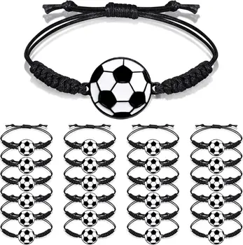 Fußball-Kinderarmbänder, verstellbarer Charm, Fußball-Armband, Sport-Armbänder mit gewebter Kordel