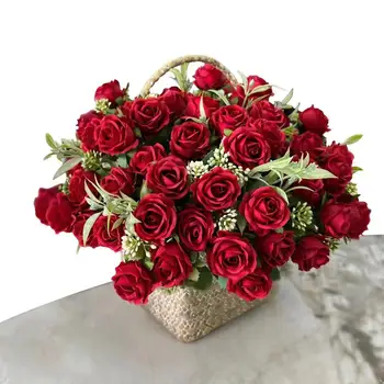 10 Köpfe Rosenstrauß Künstliche Blumen Western Rose Hochzeitsdekoration 6 Farben Pfingstrosen Kunstblumen