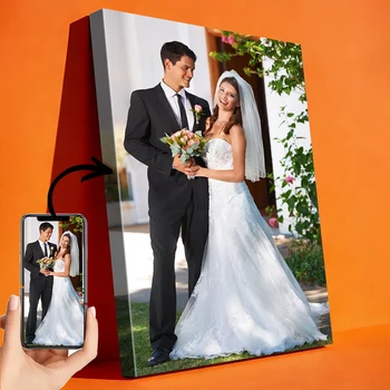 Personalisierte Fotos auf Leinwand mit DIY-Holzrahmen oder rahmenlosem Poster, personalisierte Fotos für Ihre