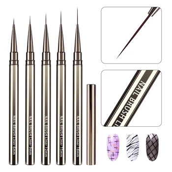 6/9/12/15/18mm Nagel liner Pinsel Set Zeichnung linien Streifen Malerei Blumen stift Nail Art (5 Stück)