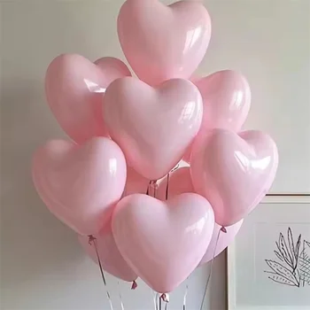 10 Zoll Rosa Macarons Herzförmige Latexballons Geburtstagspartydekoration Hochzeit Valentinstag (20 Stück)