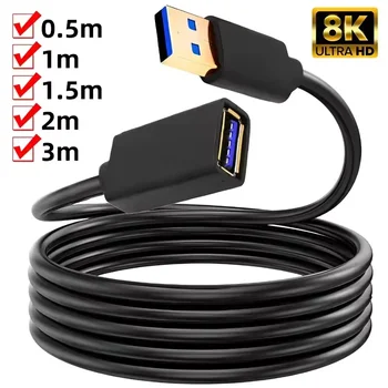 USB 3.0 2.0 Verlängerungskabel Schnelle Verlängerung Datenübertragungskabel 0,5/1/1,5/2/3M für Smart TV XBox