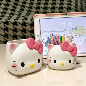Hello Kitty Stifthalter Niedlicher Cartoon Schreibtisch-Organizer Make-up Pinsel Aufbewahrungsbox für Zuhause