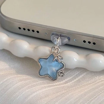 Diamant Stern Staub Stecker Charme Mode Damen Lade Port Stecker Für iPhone Typ C Micro USB Staub Schutz Kappe