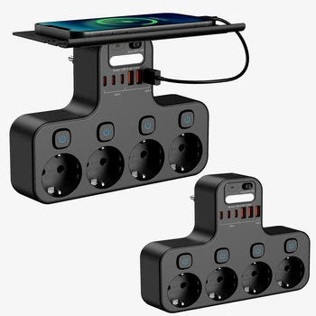 4000 W Eu-Stecker Steckdosenleiste Multifunktionssteckdose Intelligentes Nachtlicht Unabhängiger Schalter