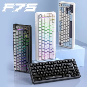 75 % Hot-Swap-Gaming-Tastatur, kabellos, FREEWOL F75 RGB, mechanische Tastatur mit Metallknöpfen, AULA F75
