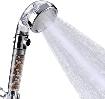 Mineralische Kugeln, 3 Modi, Hochdruck-Duschkopf mit Ein-/Aus-Schalter, Filter, wassersparende Handbrause
