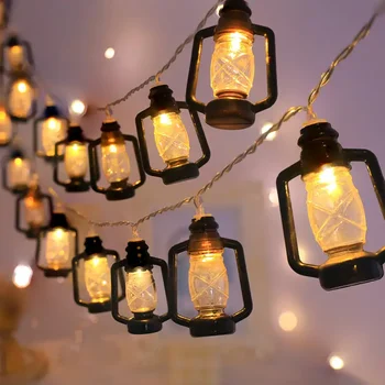 Laternen-Lichterkette, 80 LED-Leuchten, Vintage-Stil, Weihnachten, Halloween, dekorative Lichterkette
