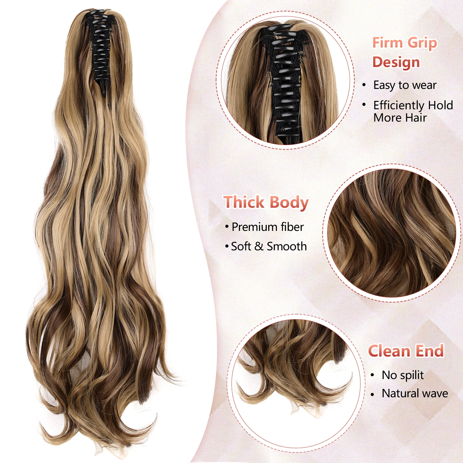 Synthetische Krallen-Pferdeschwanz-Extensions, 55,9 cm lang – Bild 4