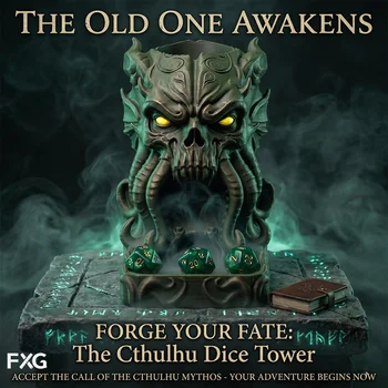 Cthulhu Würfelturm Dekoratives Ornament, TTRPG-Zubehör, Schreibtisch-Dekoration im Dunklen Stil