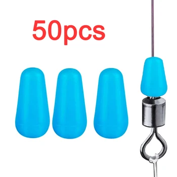 Anti-wicklung Gummi Space Bean Meer Karpfen Fliegen Angeln Blau Gummi Oval Stopper Angeln Float (50 Stück)