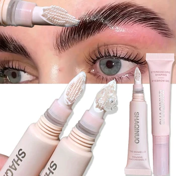 3D-Brauen-Gel, wasserfest, wischfest, Augenbrauen-Styling und Formung mit Silikonpinsel, langanhaltender Halt