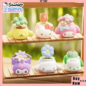 Sanrio Topfpflanze Serie Ornament Blind Box Süßes Mädchen Cartoon Ornament Kt Katze Melodie Kuromi Büro