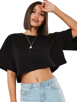 Baumwolle Frauen Kurzarm Dance Lauf Kleidung Yoga Fitness Crop Top Nabel Entblößte Neue Sport T-shirt Lose Gym