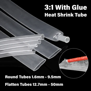 2 - 10M Transparenter 3:1 Schrumpfschlauch mit Klebstoff 1,6 ~ 39mm Doppelwandiger Klebstoffbeschichteter