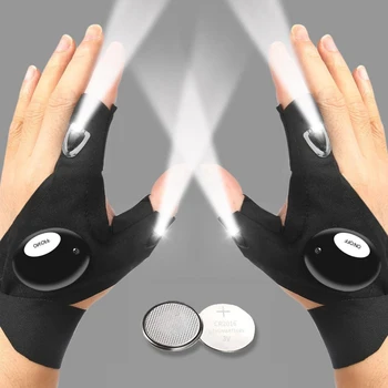 LED-Halbfingerhandschuh für Männer und Frauen, wasserdicht, für den Außenbereich, Nachtangeln, Köder