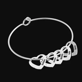 Personalisiertes Herz-Armband mit Familiennamen, Perlenarmband mit Namen, Herz-Armband für Frauen, Mama