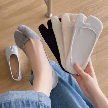 Frauen Zwei Finger Socken Sommer Dünne Nicht-slip Unsichtbare Low Cut Boot Socke Solide Atmungsaktive