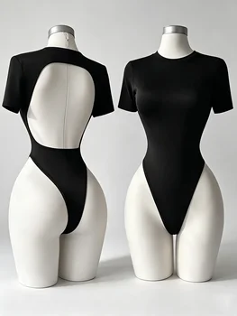 Rückenfreier Damen-Bodysuit Einfarbig Bequeme Passform Unterwäsche