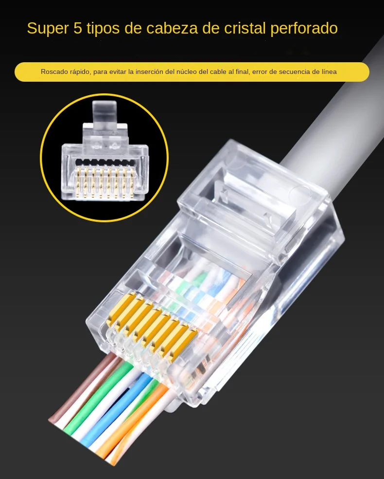 100 teile/los RJ45 CAT6 CAT5e Pass Through Steckverbinder – Bild 5