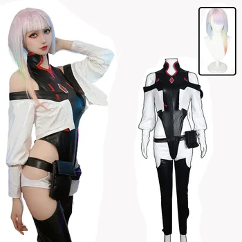 Cosplay Anime Edgerunners Lucy Kostüm Bodysuit Jumpsuits Jacke Perücke Kompletter Anzug Halloween-Kostüme