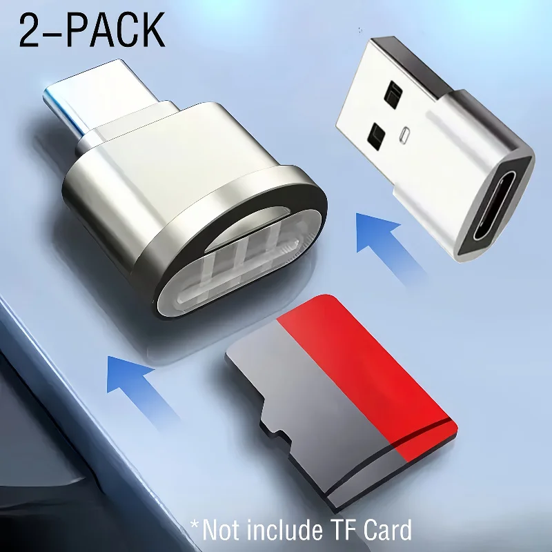 2er-Pack Typ C TF SD-Kartenleser Zinklegierungsgehäuse mit – Bild 2