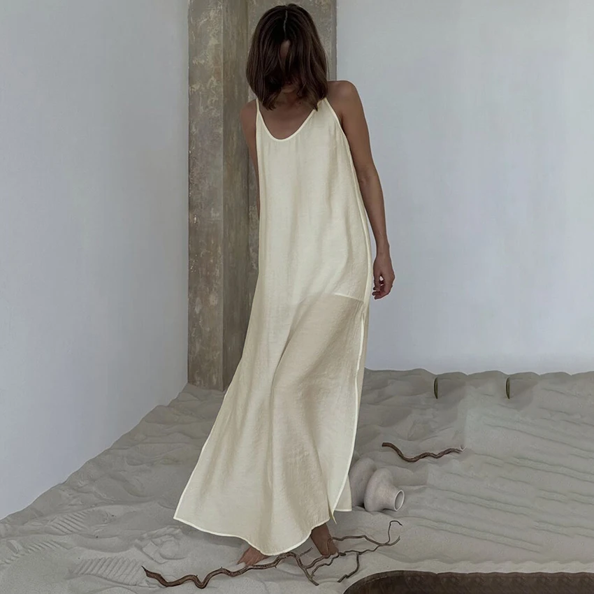 HiLoc Casual Lose Weiße Lange Kleid Robe 2025, Neue Sommer – Bild 4
