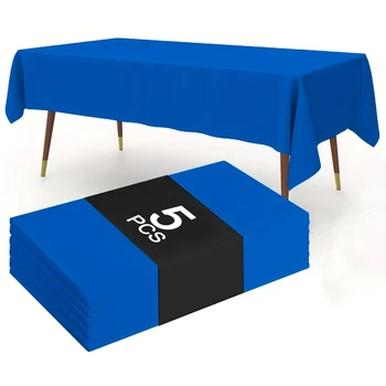183 × 137 cm marineblaue Tischdecke, Einweg-Tischdecke aus Kunststoff für Hochzeit, Geburtstag, Bankett