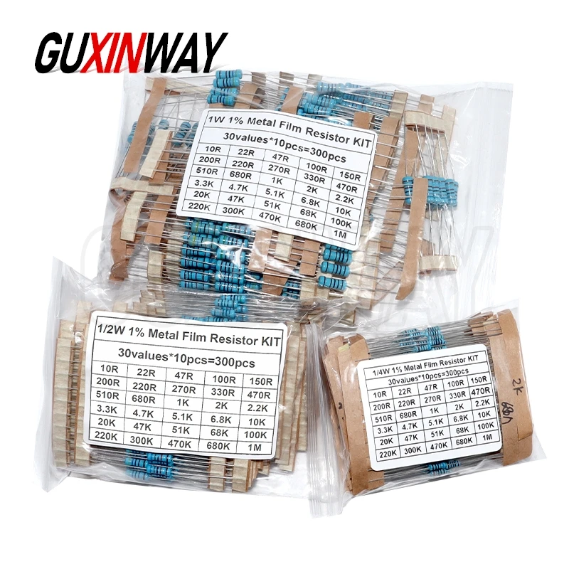 300 Stück 10R-1M Ohm 1/4 W 1/2 W 1 W Widerstandsset 1 %
