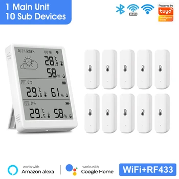 Tuya WiFi Wetterstation Digitales Thermometer Raumhygrometer RF433 Innen- und Außentemperatur