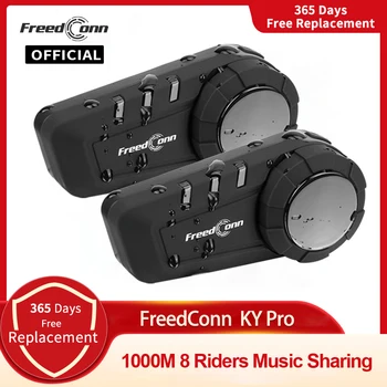 Freedconn KY Pro Motorrad-Intercom Bluetooth-Helm-Headset für 6 Fahrer, 1000M Moto-Gruppen-Wasserdichtes