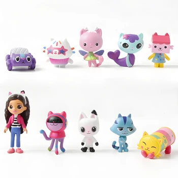 10 Stück Anime-Figuren Spielzeug Gab Lächelnde Auto-Katze Umarmungspuppen Mercat Cartoon Geburtstagsgeschenk