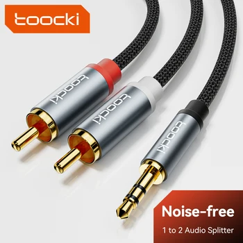 Toocki Audiokabel RCA auf 3,5 mm Klinke Aux-Kabel Hifi-Buchse 3,5 mm auf 2RCA-Splitterkabel für TV PC