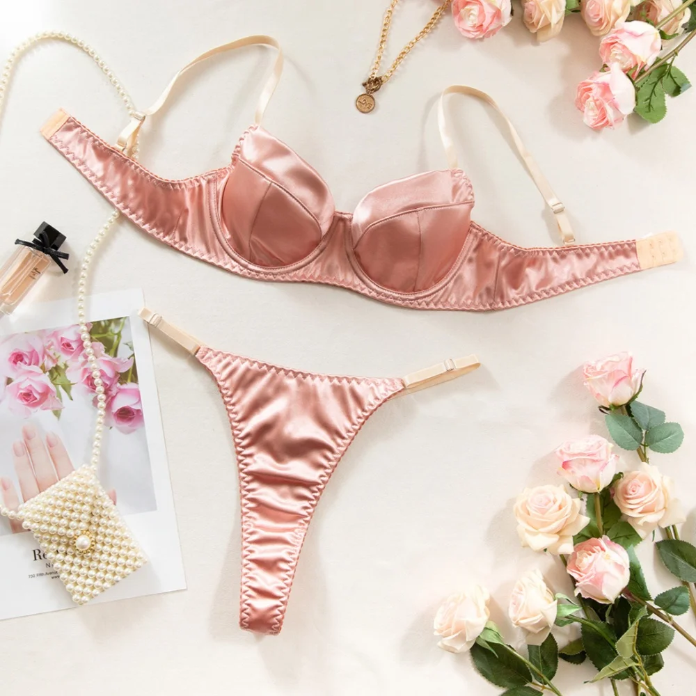 Krasapt Sexy Satin-Dessous, 2-teiliges Set, ausgefallene – Bild 6