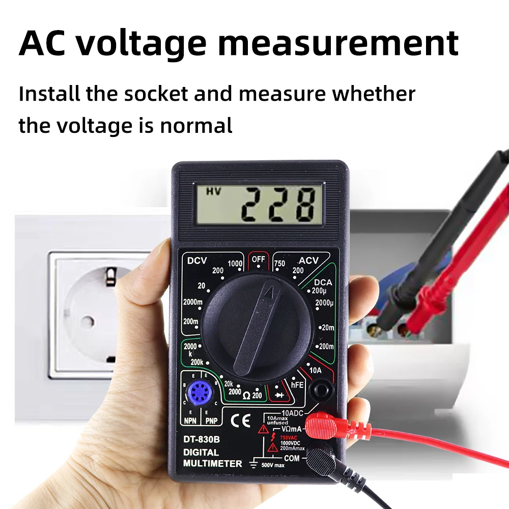 DT830B AC/DC LCD Digital Multimeter 750/1000 V Voltmeter – Bild 4