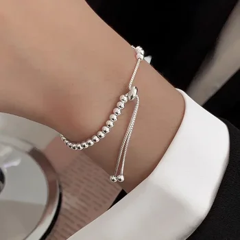 Schöne Perlenarmbänder aus 925er-Sterlingsilber für Frauen, koreanischer Modedesigner, verstellbares