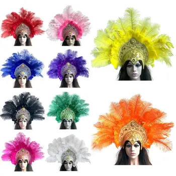 Brasilien Karneval Party Feder Kopfschmuck Krone Kopfschmuck Stirnband für Party Halloween Bekleidung Zubehör