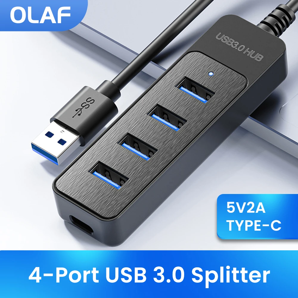 USB Hub 3.0 mit 4 Anschlüssen, USB-C, für Computer