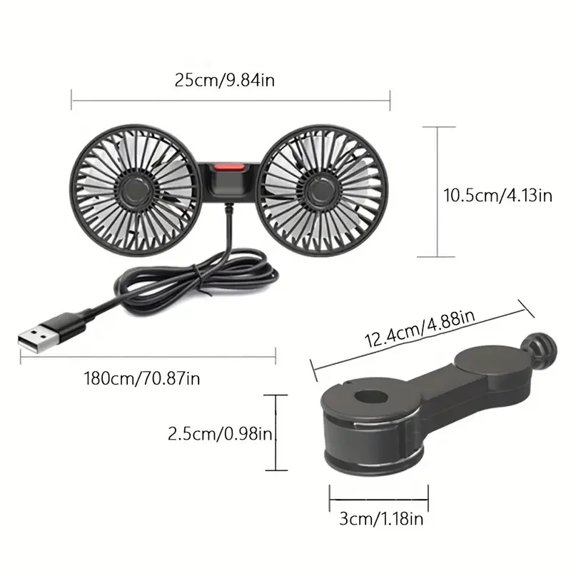 Autoventilator 360° °   3-geschwindigkeit Auto Sitz Zurück – Bild 6