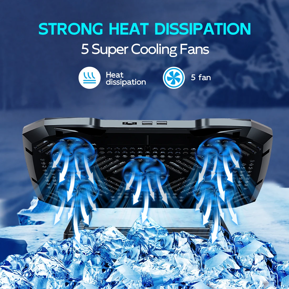COOLCOLD Laptop-Kühlpad für 12-17 Zoll Laptops, 5 leise – Bild 2