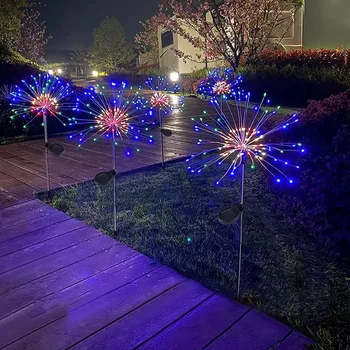 Solar LED Feuerwerk Licht Kupfer Draht Weihnachten Lichterkette Rasen Pathway Licht Garten Dekoration