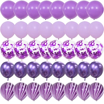 Lila Metall Latex Konfetti Luftballons Hochzeit Dekoration Matte Globos Neujahr Geburtstag Party Dekorationen