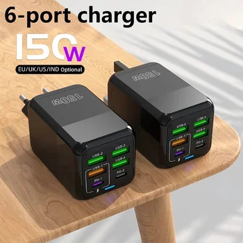 150 W 6 Ports USB Ladegerät PD Schnellladegerät Wandadapter EU/US/UK Stecker Ladegerät Quick Charge 3.0 Multi