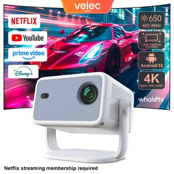 Velec Beam Projektor TP350 Native 1080P 4K Full HD BT Android13 Projektor mit Autofokus, Tragbarer